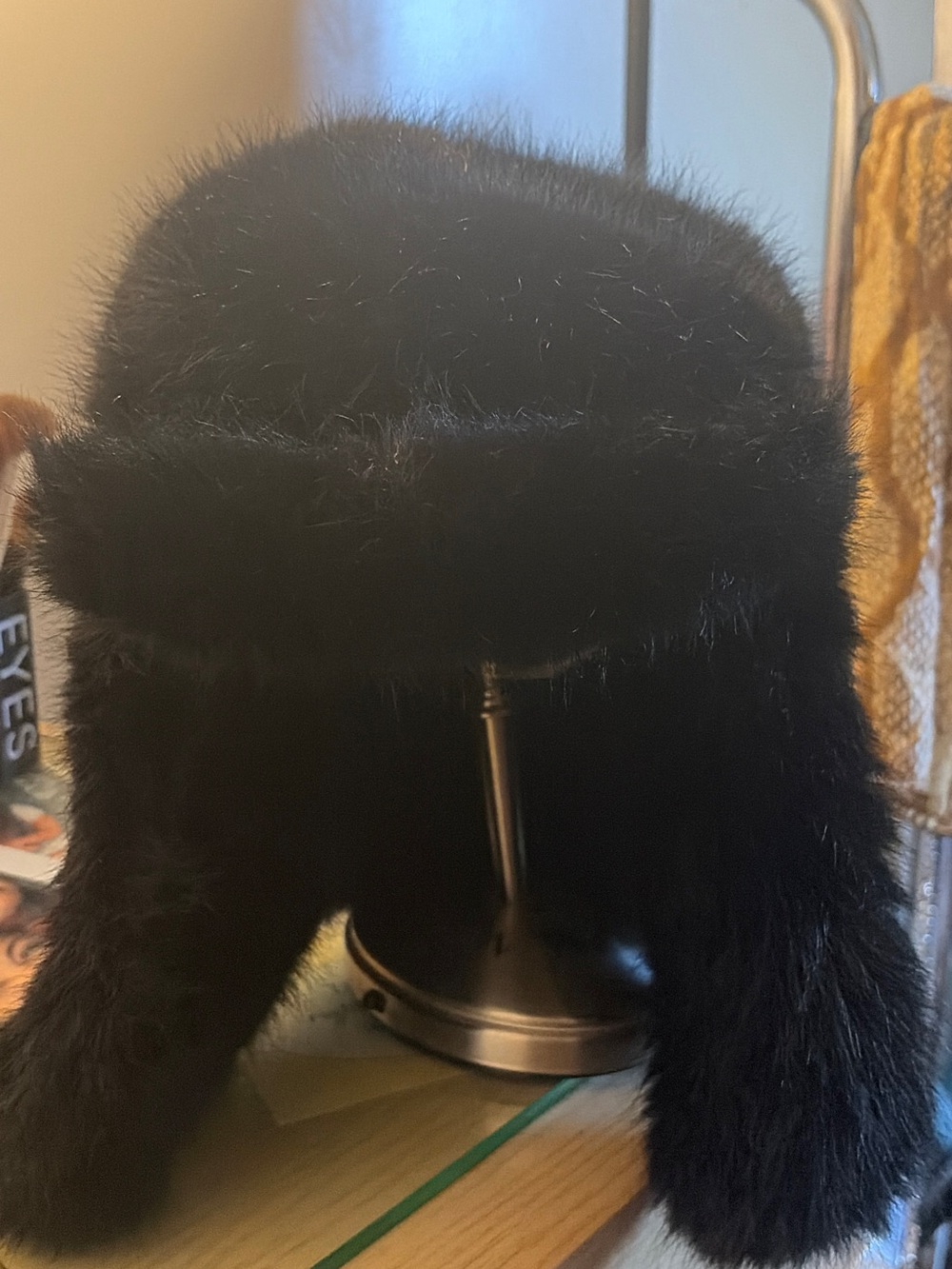Plush Black Faux Fur Trapper Hat - Cozy Winter Earflap Hat